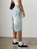 Women’s Wide Leg Denim Bermuda Shorts-Stilenza-Stilenza