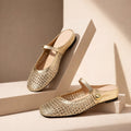 Women’s Woven Mule Flats with Strap-Flats-Stilenza-Stilenza