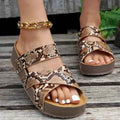 Animal Print Braided Criss Cross Platform Slide Sandals - Platform sandals - Photo 6