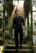 Black Double Pleat High-waisted Tailored Trousers with Side Adjusters - Pleated trousers - Photo 7
