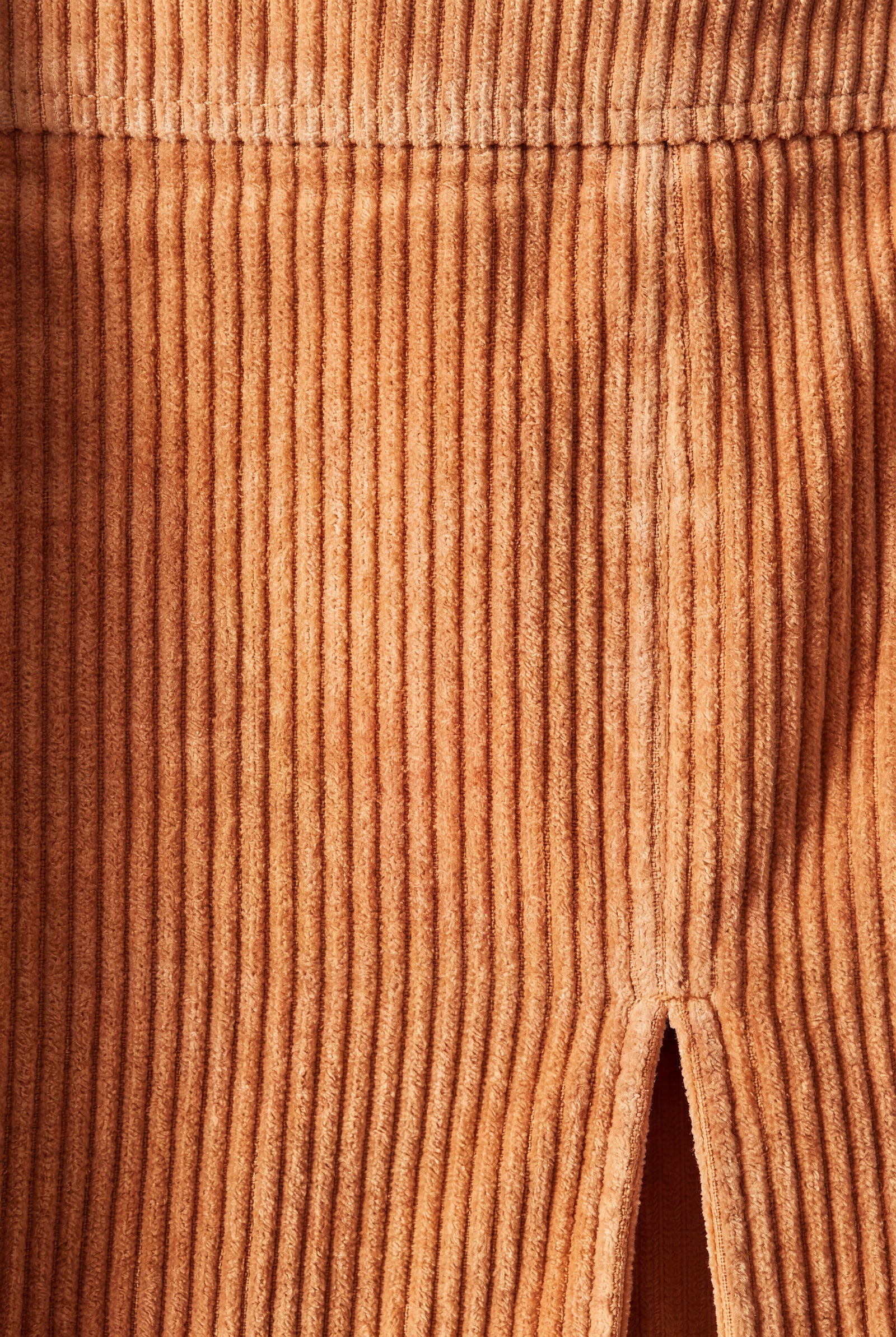 Apricot Ribbed High Waist Mini Skirt with Front Slit - Short skirts - Photo 6