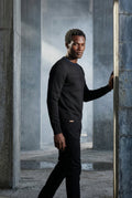 Black Structured Tonal Textured Crewneck Sweater - Structured sweater - Photo 14