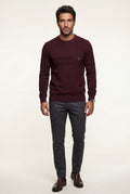 Burgundy Structured Tonal Textured Crewneck Sweater - Structured sweater - Photo 3