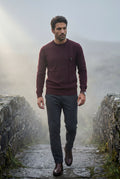 Burgundy Structured Tonal Textured Crewneck Sweater - Structured sweater - Photo 5