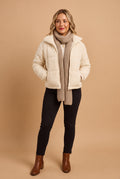 Women's Puffer Jacket Tailored Fit in Apricot — studio primary