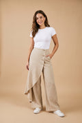 Women's Wide Leg Pants Side Button in Apricot — studio