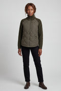 Army Green Diamond Quilted Hybrid Jacket with Cable Sleeves - Hybrid jackets - Photo 2