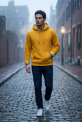 Yellow Lined Regular Fit Pullover Pocket Hoodie - Fleece lined hoodie - Photo 17