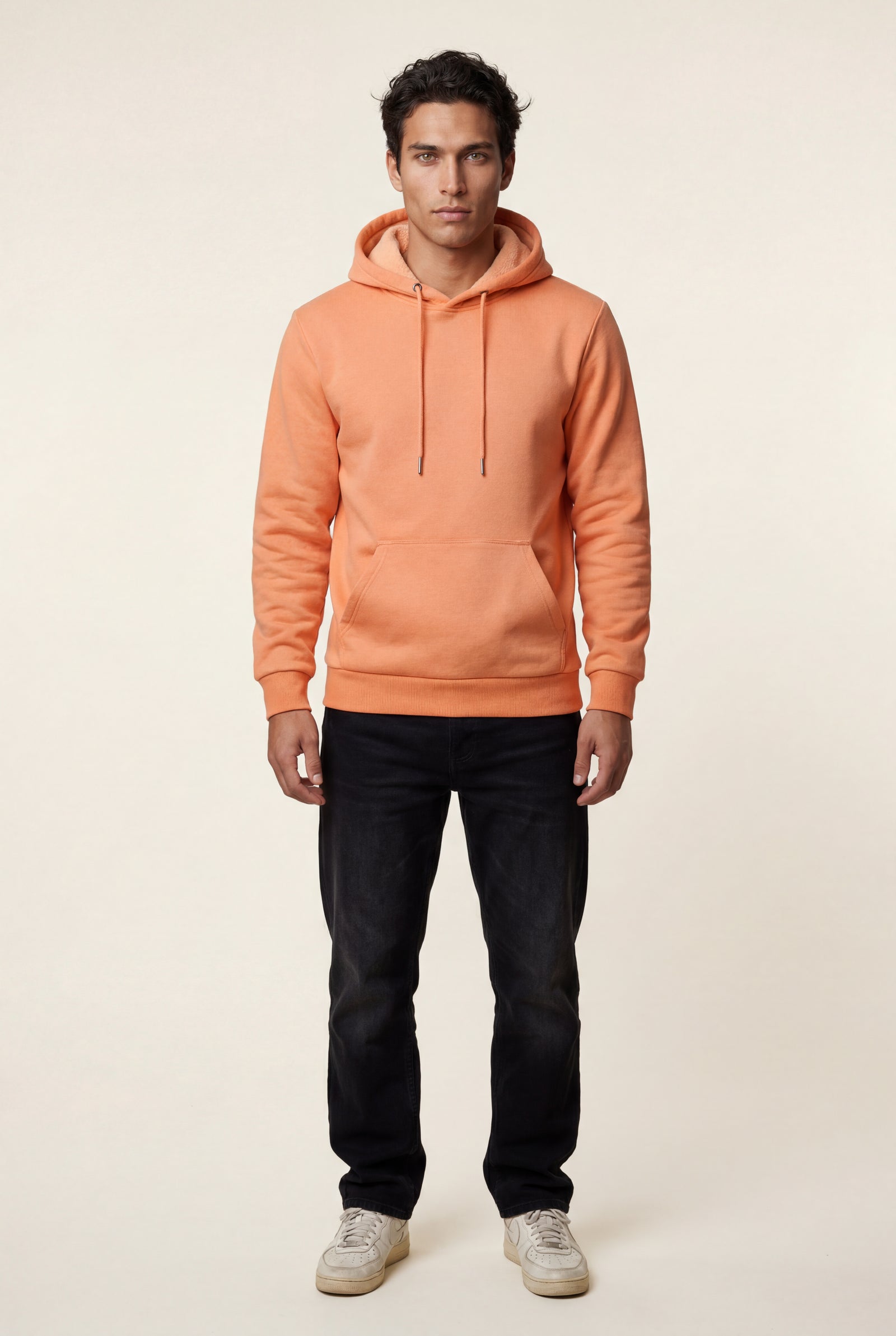 Orange Lined Regular Fit Pullover Pocket Hoodie - Fleece lined hoodie - Photo 31