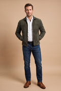 Men's Jacket Classic Fitted Zipper in Army Green — studio front