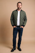 Men's Jacket Diamond Pattern in Army Green — primary studio