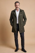 Men's Trench Coat Double Breasted in Army Green — studio primary