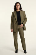 Army Green Oversized Tailored Single-breasted Blazer with Notched Lapels - Oversized blazers - Photo 1
