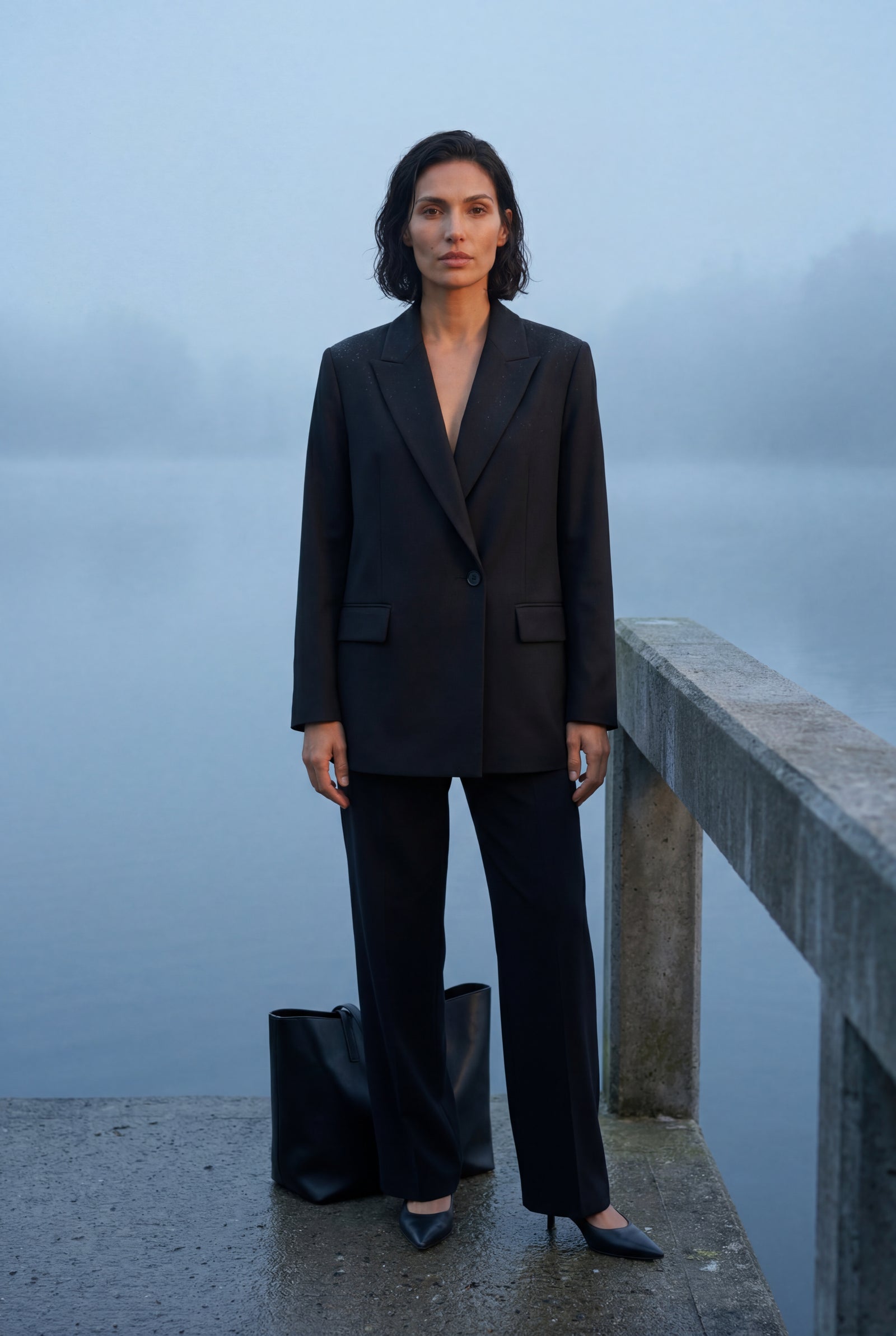 Black Oversized Tailored Single-breasted Blazer with Notched Lapels - Oversized blazers - Photo 10