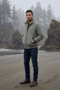 Gray Stand Collar Zip-front Classic Bomber Jacket - Photo 8