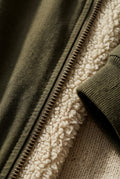 Army Green Stand Collar Zip-front Classic Bomber Jacket - Photo 9