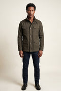 Army Green Structured Utility Field Jacket with Classic Collar - Transitional jacket - Photo 2