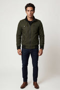 Army Green Utility Zip Pocket Bomber Jacket with Epaulettes - Photo 1
