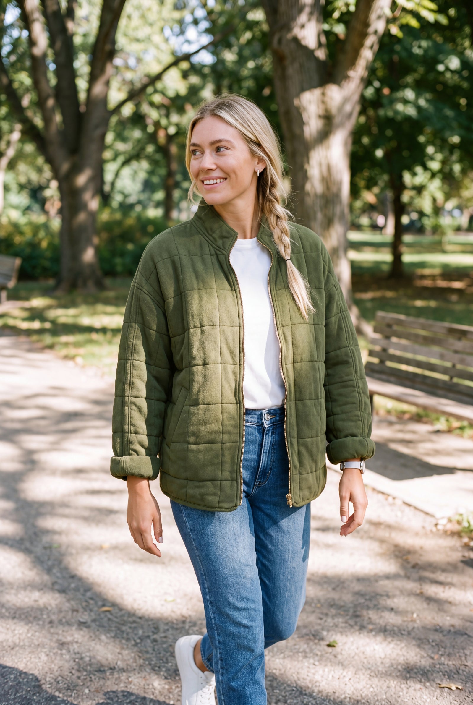 Women's Jacket Relaxed Fit in Army Green — secondary lifestyle