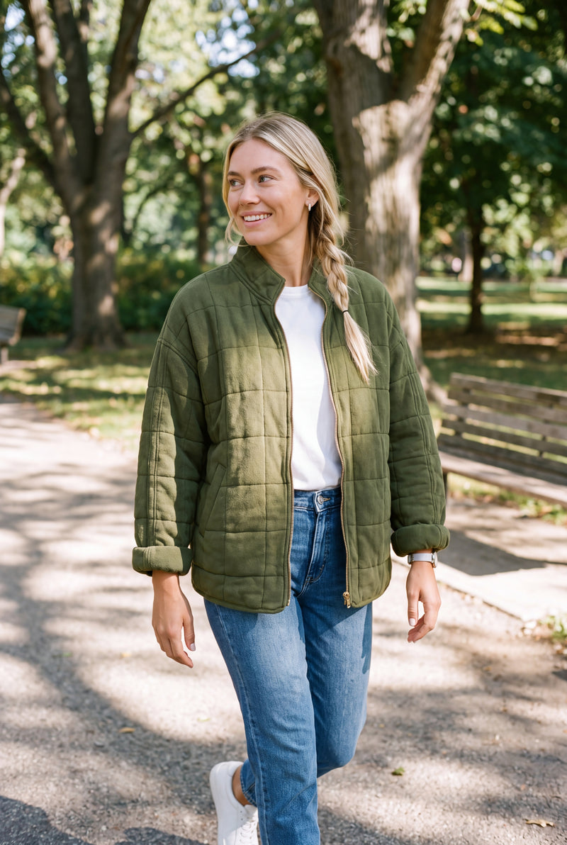 Women's Jacket Relaxed Fit in Army Green — secondary lifestyle