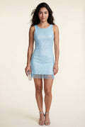 Baby Blue Fringe Hem Bodycon Mini Cocktail Dress - Photo 4