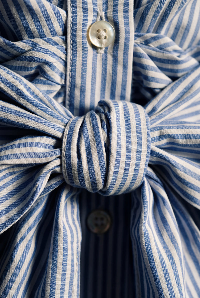 Baby Blue Striped Halter Wrap Top with Self-tie Bow Baby Blue - Wrap tops - Photo 3