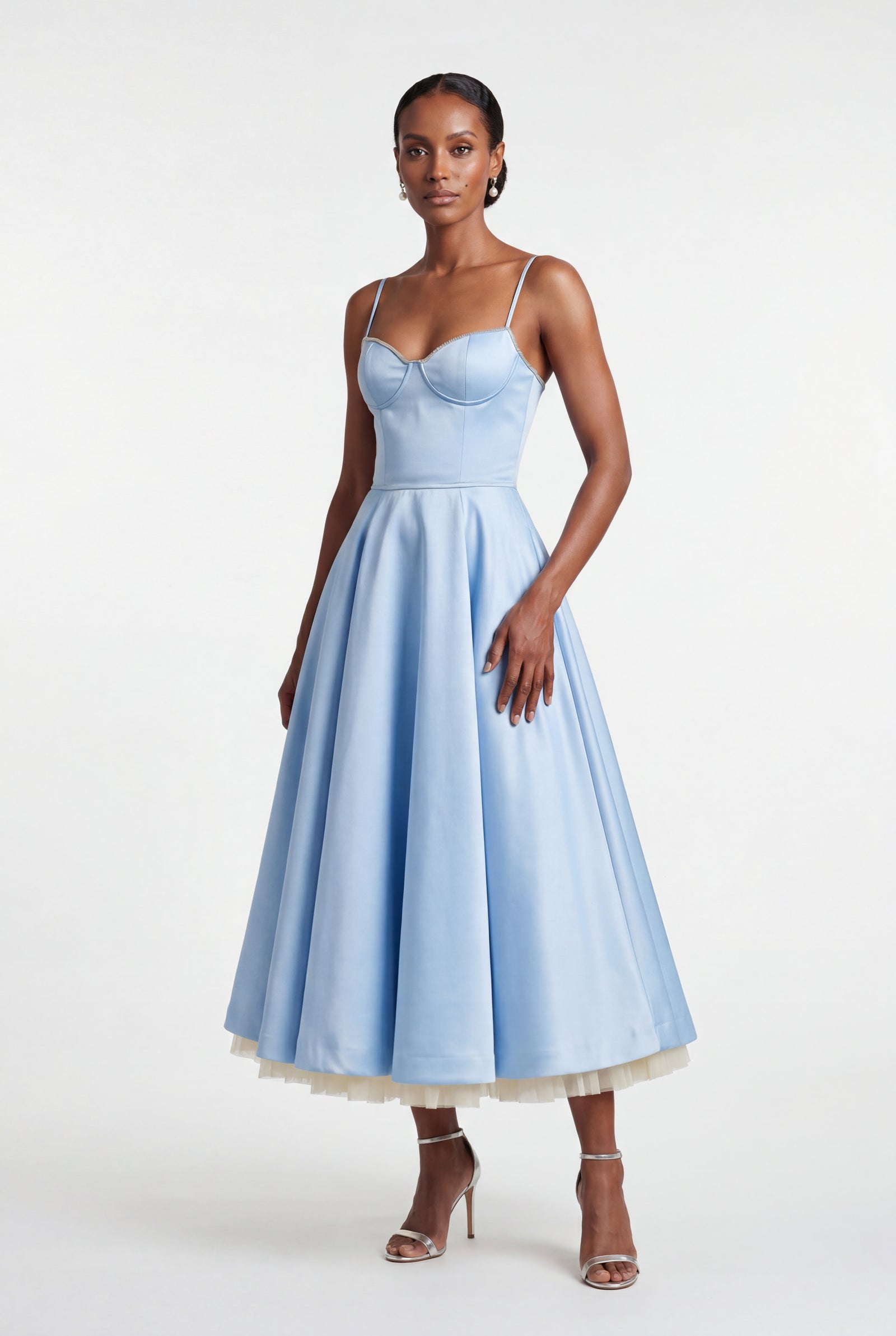 Baby Blue Sweetheart Neckline Fit and Flare Midi Cocktail Dress - Photo 8