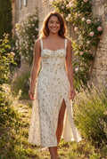 Sweetheart Neckline Floral A-line Midi Dress - Wedding guest dress - Photo 10