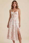 Sweetheart Neckline Floral A-line Midi Dress - Wedding guest dress - Photo 11