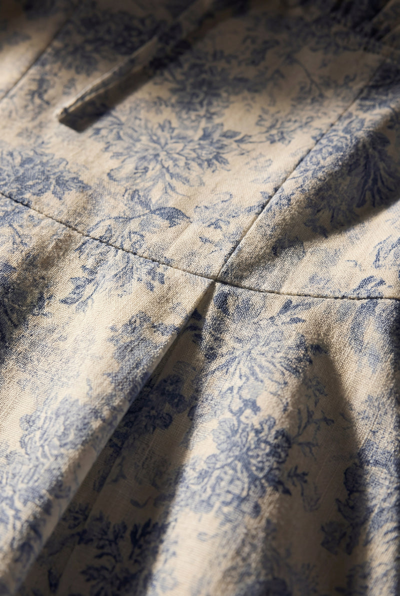 Baby Blue Sweetheart Neckline Floral A-line Midi Dress - Wedding guest dress - Photo 4