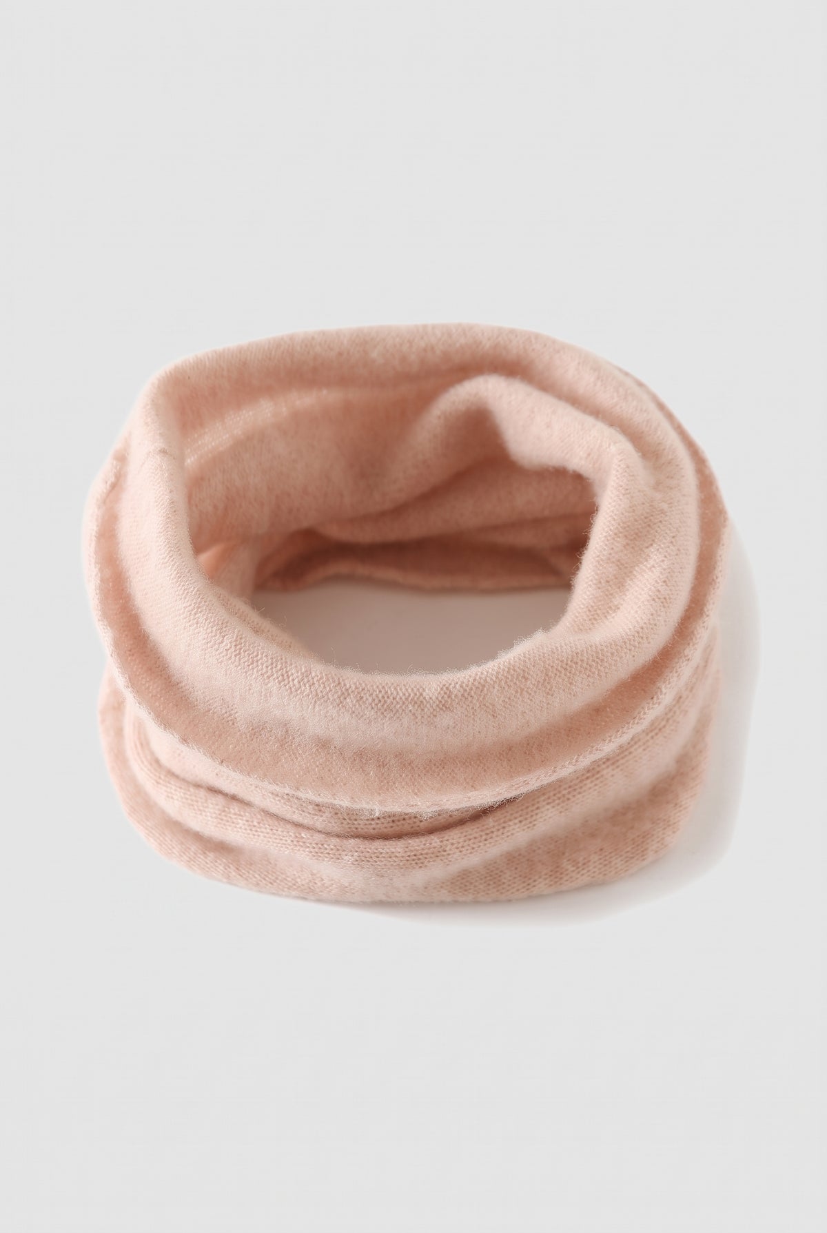Cashmere Neck Gaiter in Baby Pink — studio front