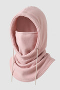 Fleece Hooded Balaclava in Baby Pink — studio front