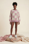 Baby Pink Oversized Checkered Crewneck Chunky Sweater - Oversized sweater - Photo 14