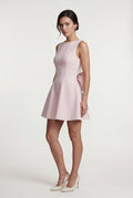Baby Pink Pearl-trim Bow Back Fit-and-flare Mini Dress - Photo 1