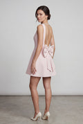Baby Pink Pearl-trim Bow Back Fit-and-flare Mini Dress - Photo 2