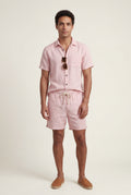Baby Pink Relaxed Short Sleeve Shirt and Drawstring Shorts Set - Summer set - Photo 1
