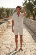 White Relaxed Short Sleeve Shirt and Drawstring Shorts Set - Summer set - Photo 10