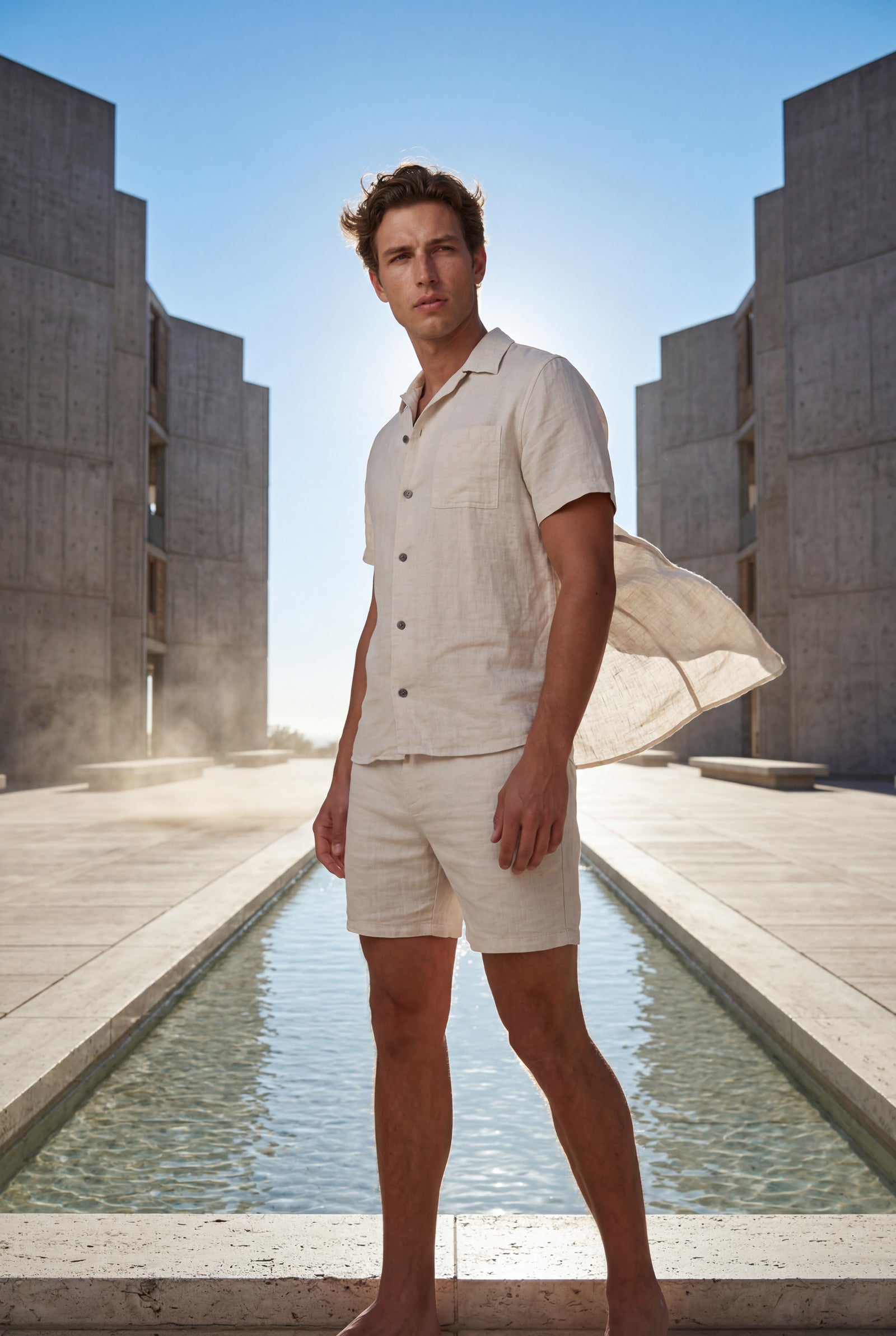 White Relaxed Short Sleeve Shirt and Drawstring Shorts Set - Summer set - Photo 11