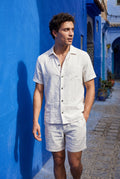 White Relaxed Short Sleeve Shirt and Drawstring Shorts Set - Summer set - Photo 8