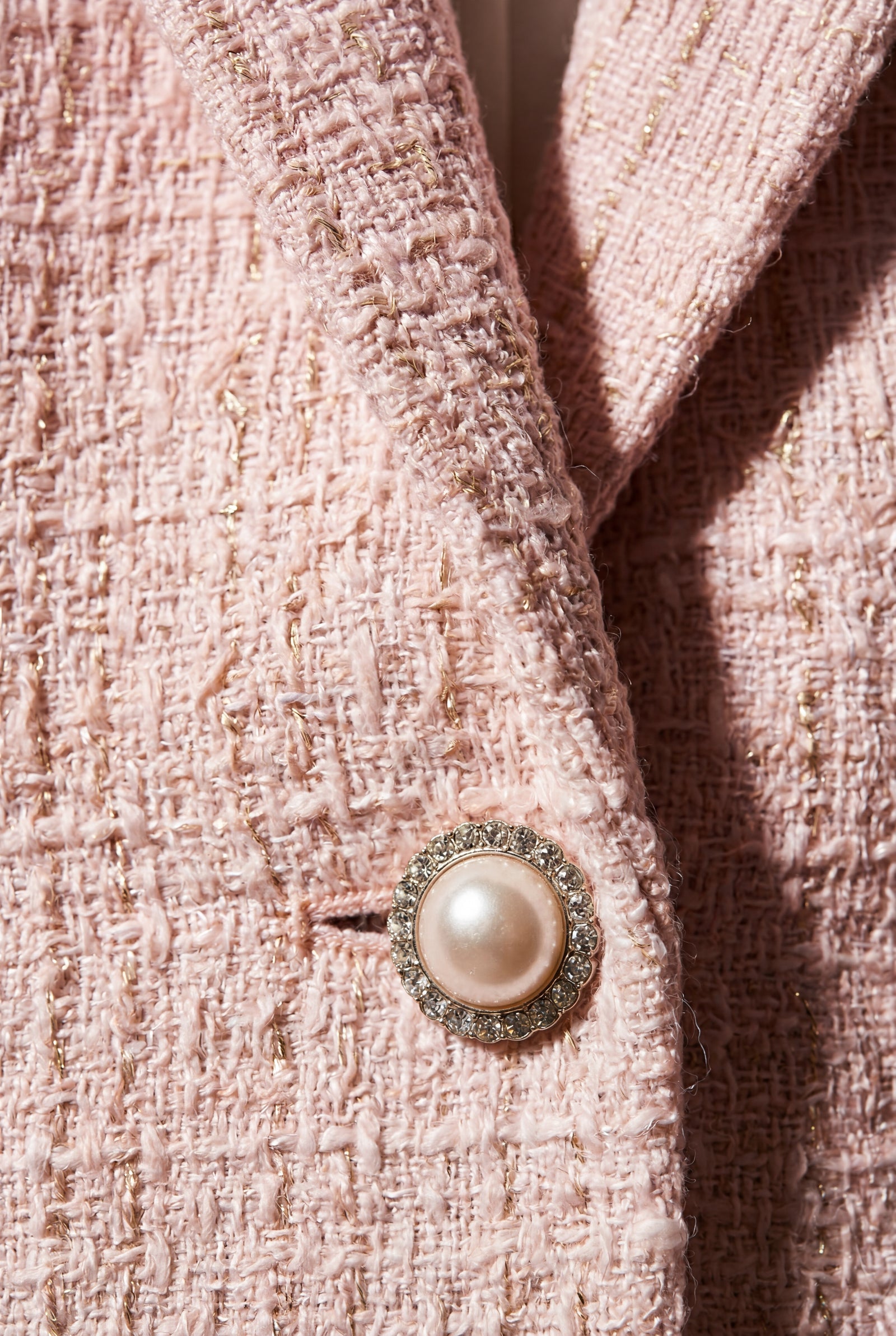 Baby Pink Textured Classic Lapel Single-breasted Tailored Blazer - Tailored blazers - Photo 4