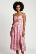 Baby Pink Twist-front Cutout Midi Dress with Side Slit - Photo 10