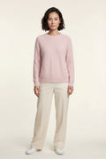 Baby Pink Vertical Ribbed Crewneck Relaxed Fit Sweater - Knit sweater - Photo 4