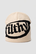 Acrylic Knit Beanie in Beige — studio front