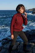 Red Balloon Sleeve Oversized High Neck Sweater with Piping - Oversized sweater - Photo 22