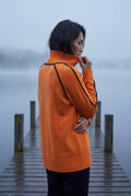 Orange Balloon Sleeve Oversized High Neck Sweater with Piping - Oversized sweater - Photo 5
