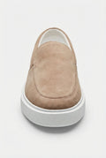 Beige Beige Chunky Lug Sole Loafers Almond Toe Slip-on - Photo 7