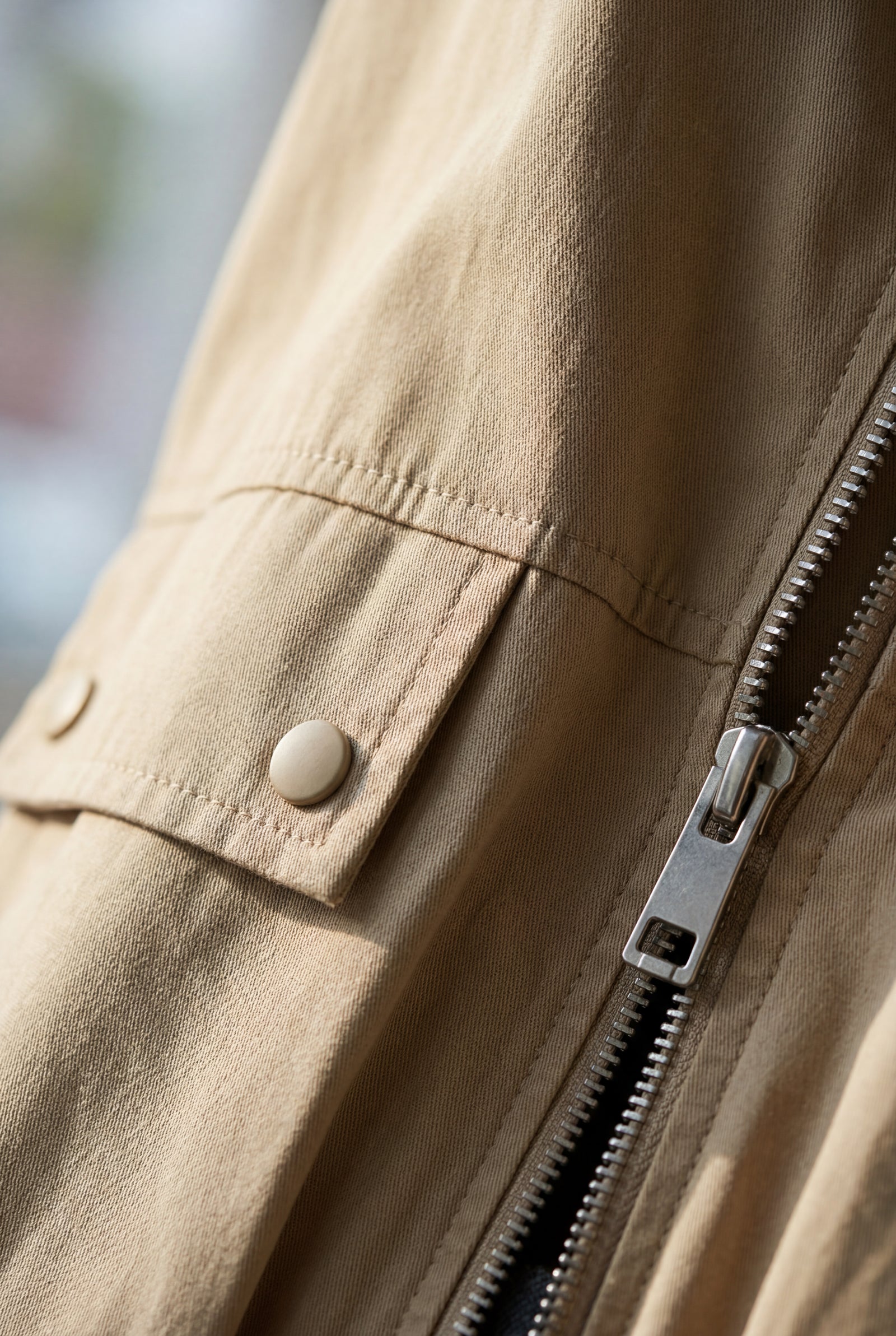 Beige Beige Zip-front Utility Bodywarmer Vest with Flap Pockets - Photo 3