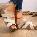 Beige Braided Criss Cross Platform Slide Sandals - Platform sandals - Photo 5