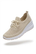 Beige Breathable Platform Walking Sneakers - Photo 1