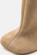 Beige Camel Slim Mid Heel High Knee Boots - Photo 8